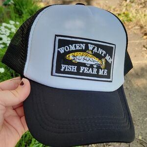 "Women Want Me, Fish Fear Me" funny trucker hat
